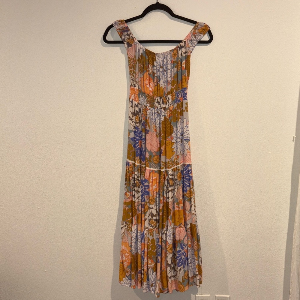 Abel The Label Vibrant Floral Off-Shoulder Maxi Dress XS - Picture 5 of 9